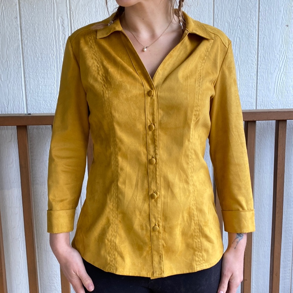 Beautiful mustard suede Coldwater Creek blouse
